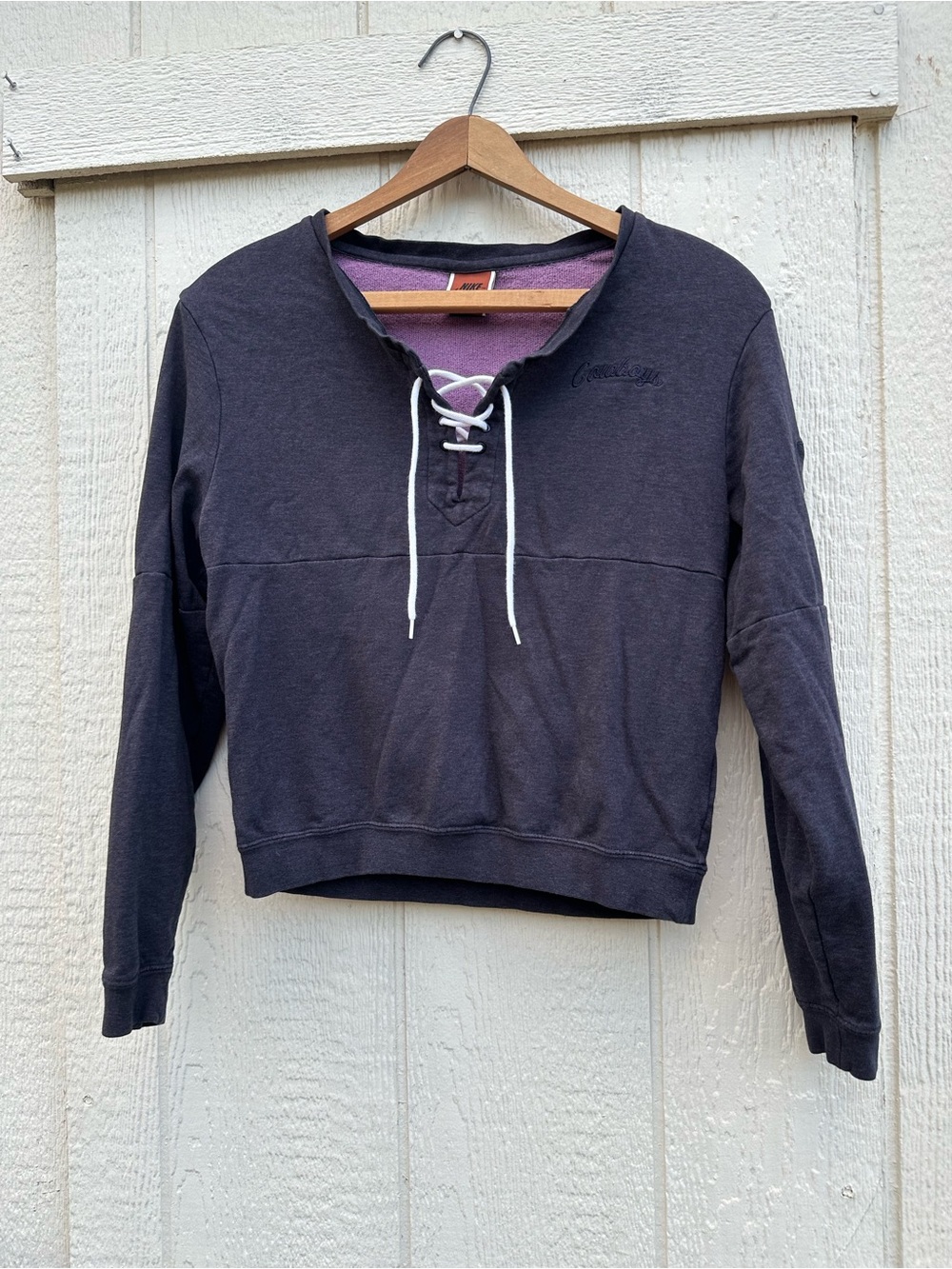 Nike Dallas Cowboy Purple Lace-Up Pullover Sweatshirt with Purple Lining